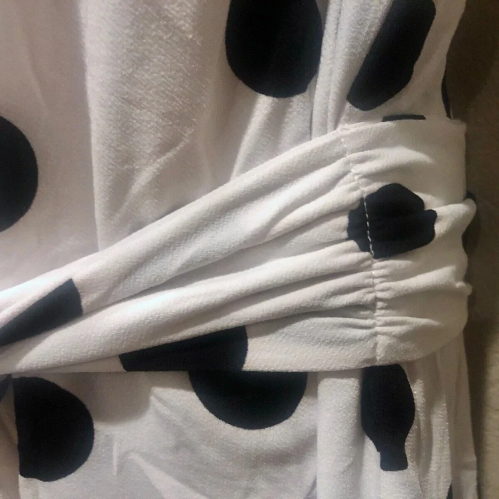 INC Women's White/Black Polka Dot Tie Front Sleeveless Dressy Tank Top Plus 0X - Picture 7 of 11